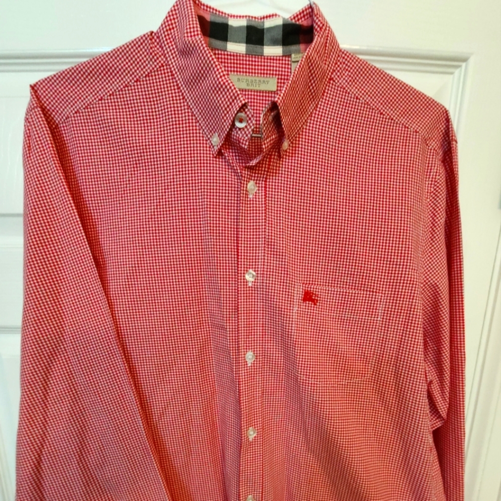 Burberry Brit XL red and white gingham button-down dress shirt